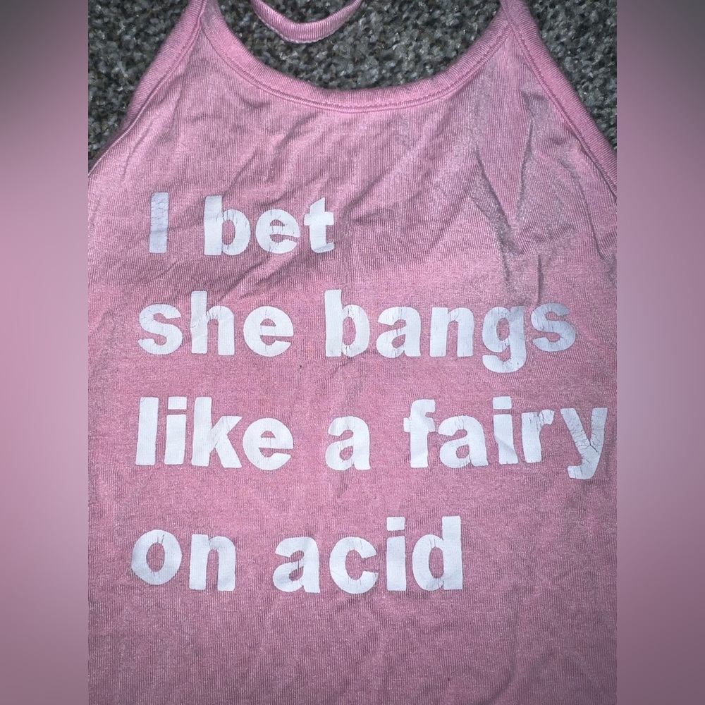 OMIGHTY I bet she bangs like a fairy on acid Halter Crop Top